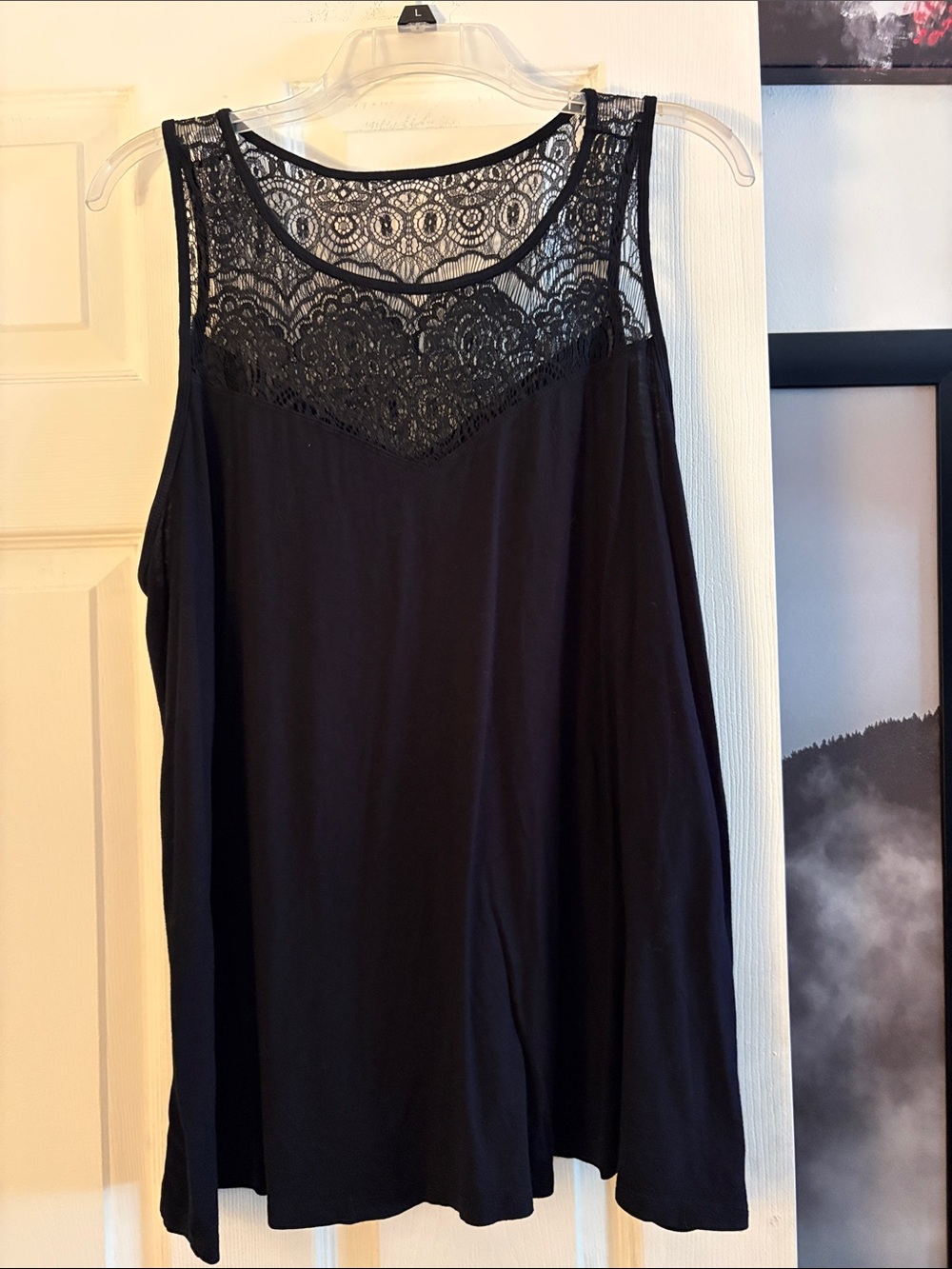 torrid Black Lace Yoke Tank Top